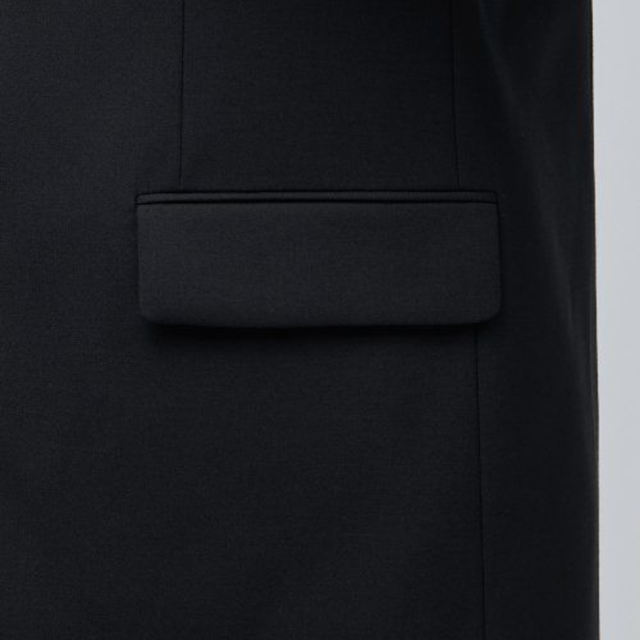 Wool Blend Relaxed Basic Blazer — Black