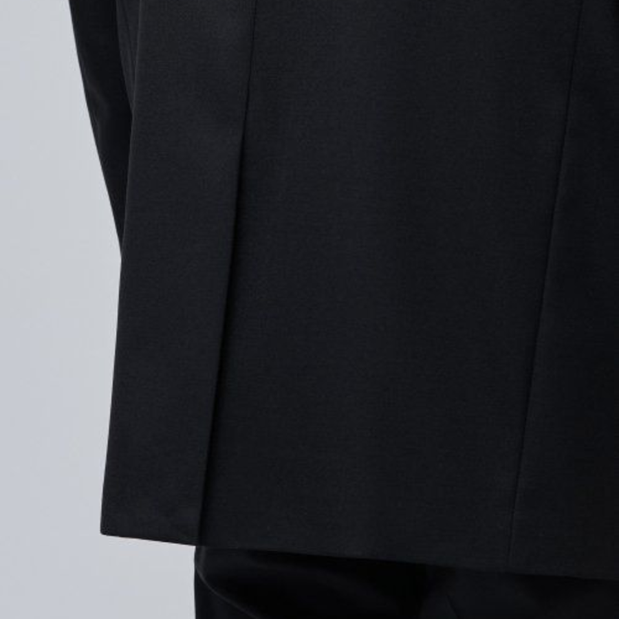 Wool Blend Relaxed Basic Blazer — Black