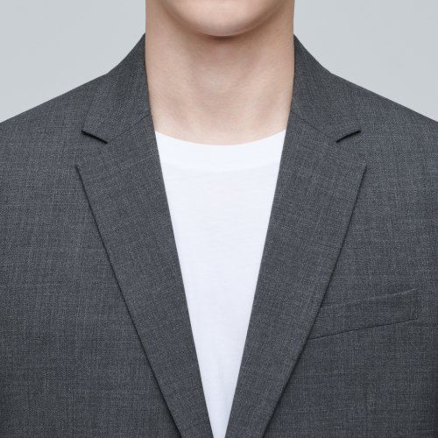 Basic Wool Blazer — Medium Grey