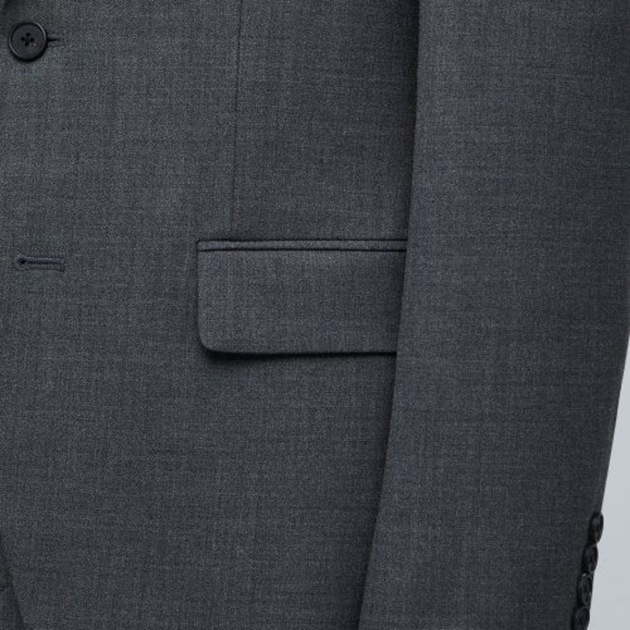 Basic Wool Blazer — Medium Grey
