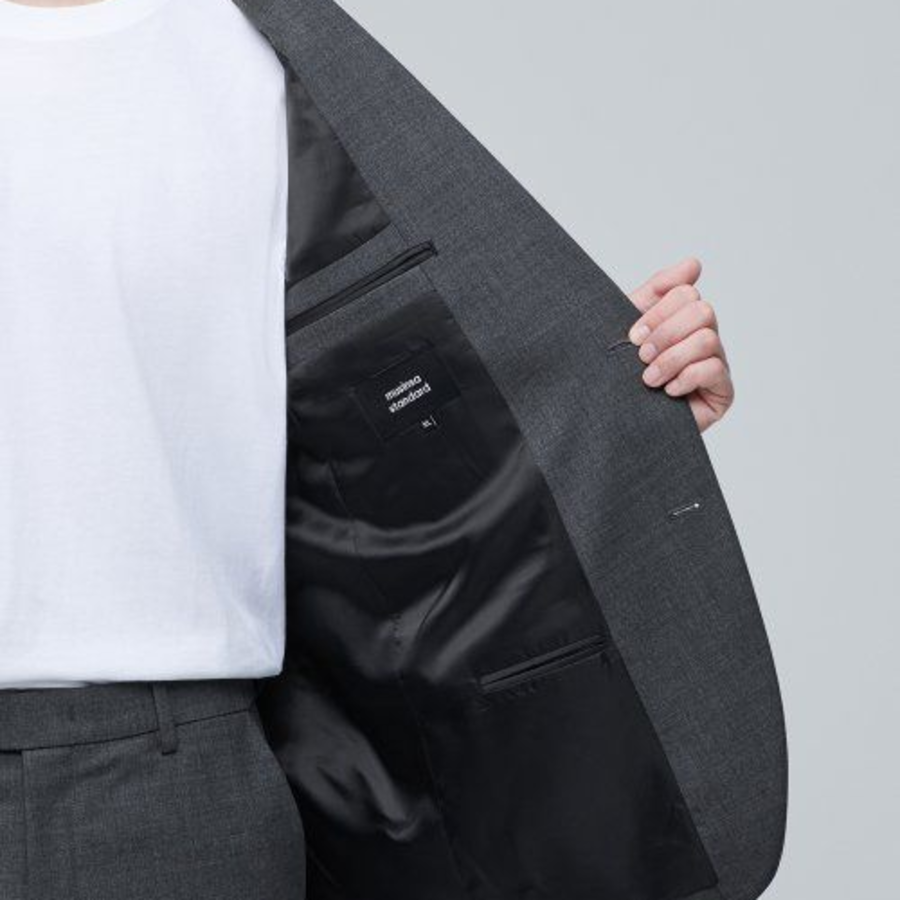 Basic Wool Blazer — Medium Grey