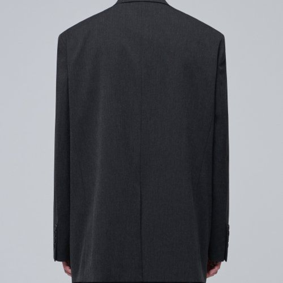 Daddy Shoulder Oversized Blazer — Charcoal Grey