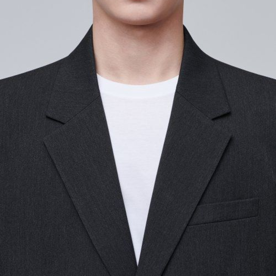 Daddy Shoulder Oversized Blazer — Charcoal Grey