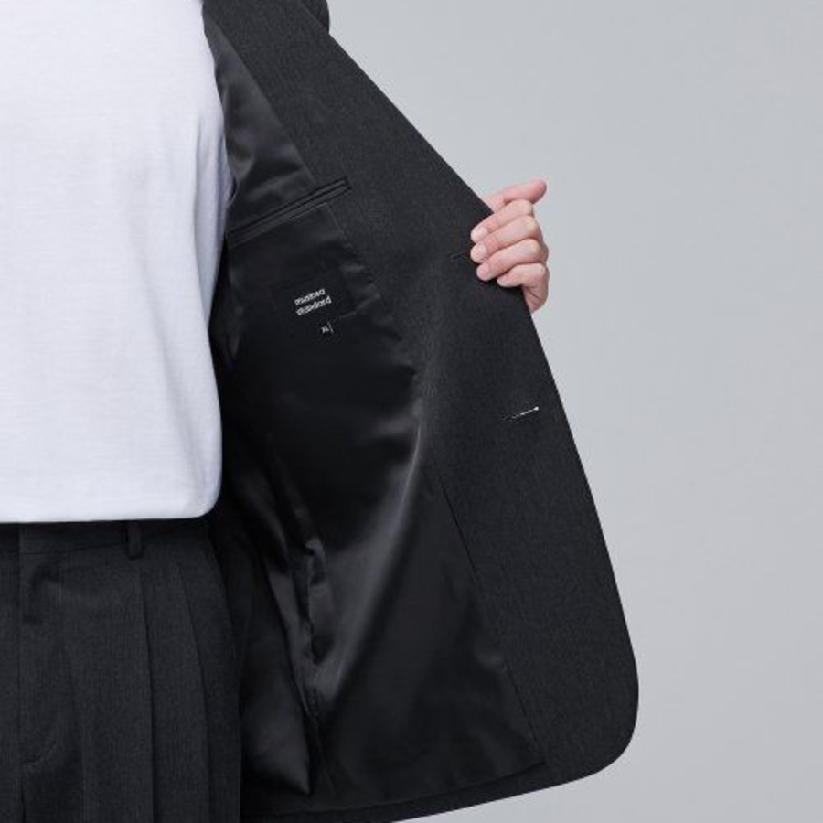 Daddy Shoulder Oversized Blazer — Charcoal Grey