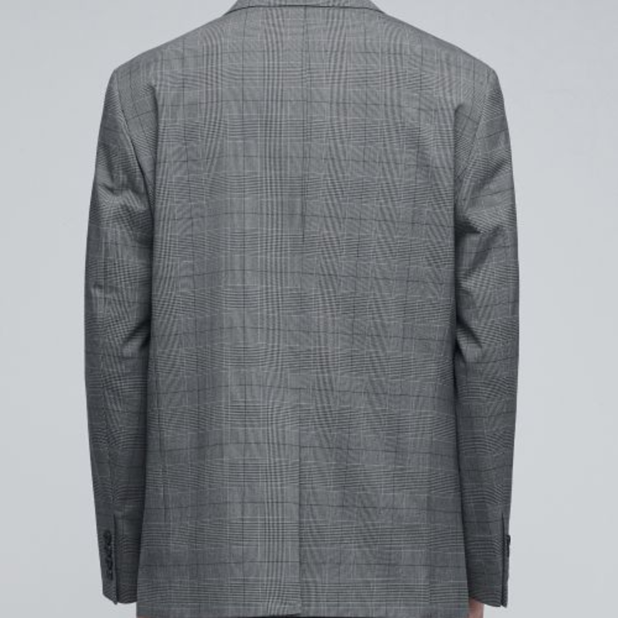 Glen Check Basic Blazer — Medium Grey