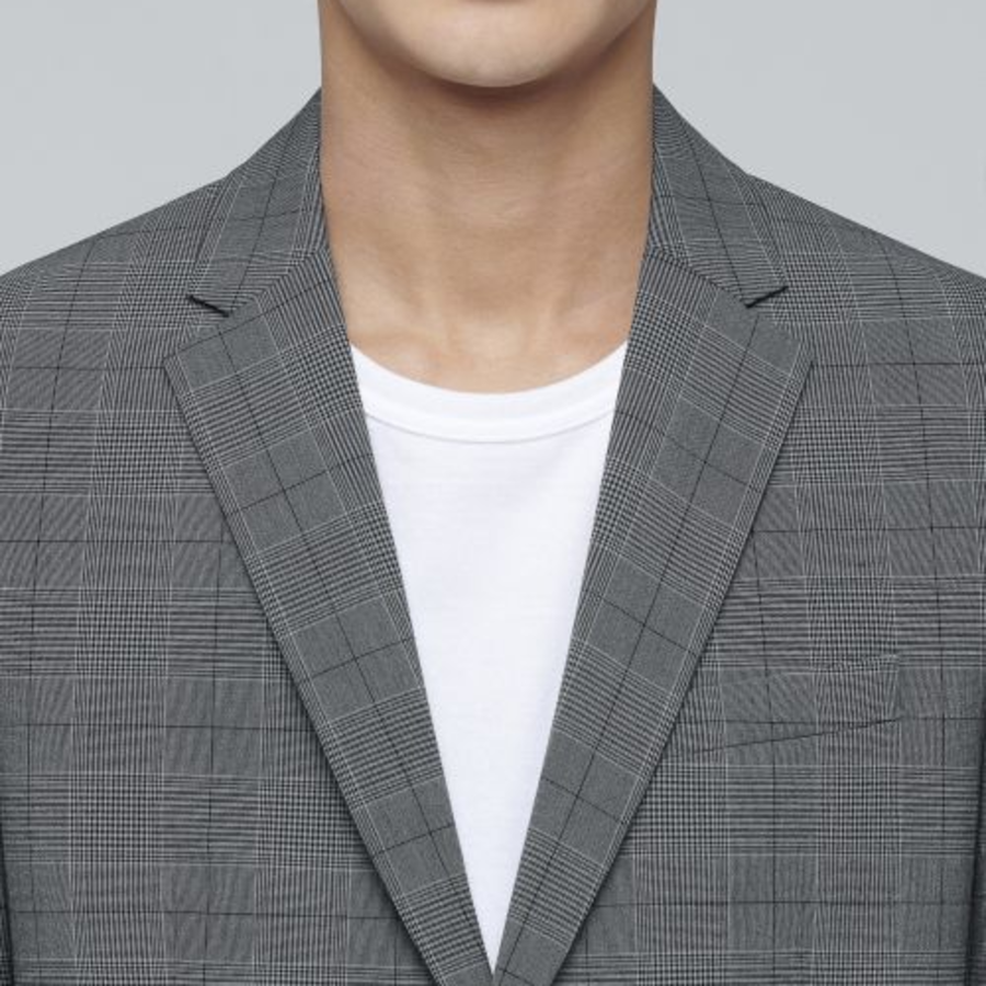Glen Check Basic Blazer — Medium Grey