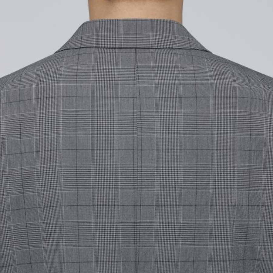 Glen Check Basic Blazer — Medium Grey
