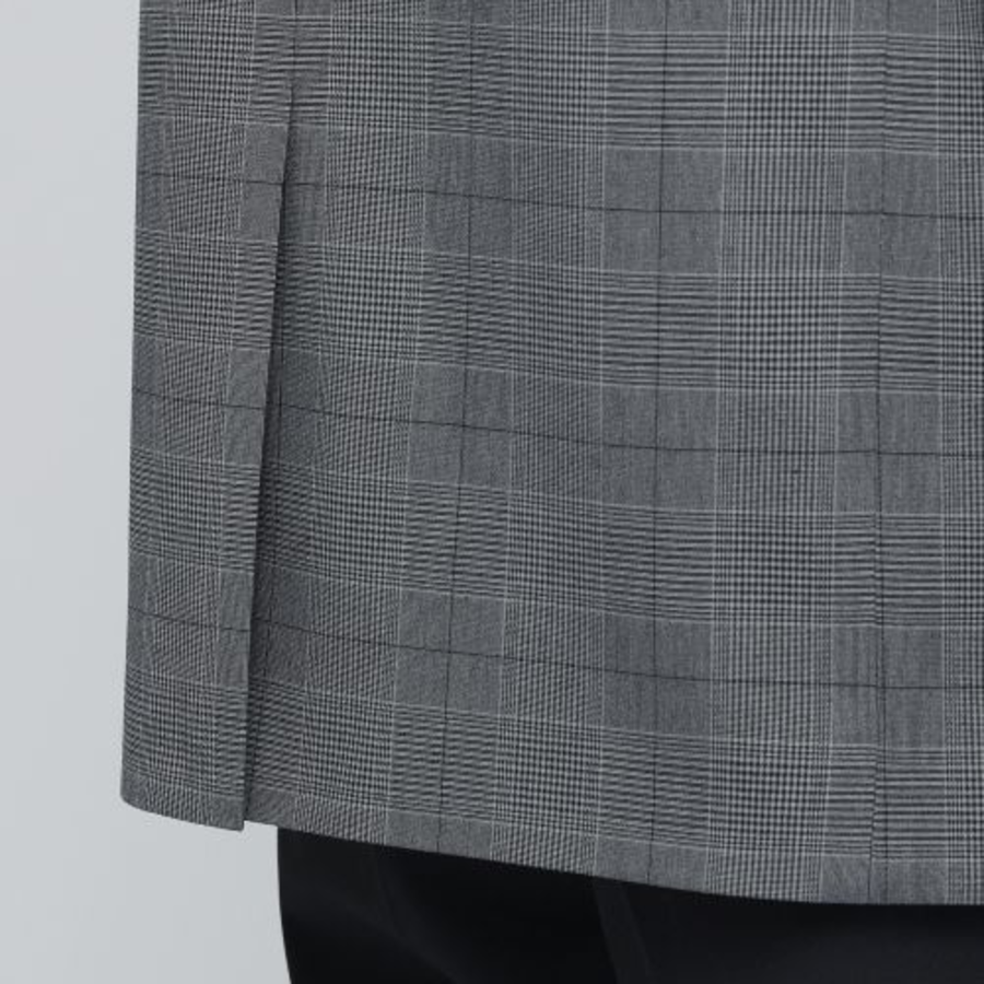 Glen Check Basic Blazer — Medium Grey