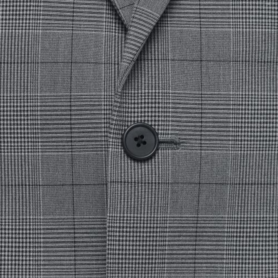 Glen Check Basic Blazer — Medium Grey