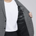 Glen Check Basic Blazer — Medium Grey