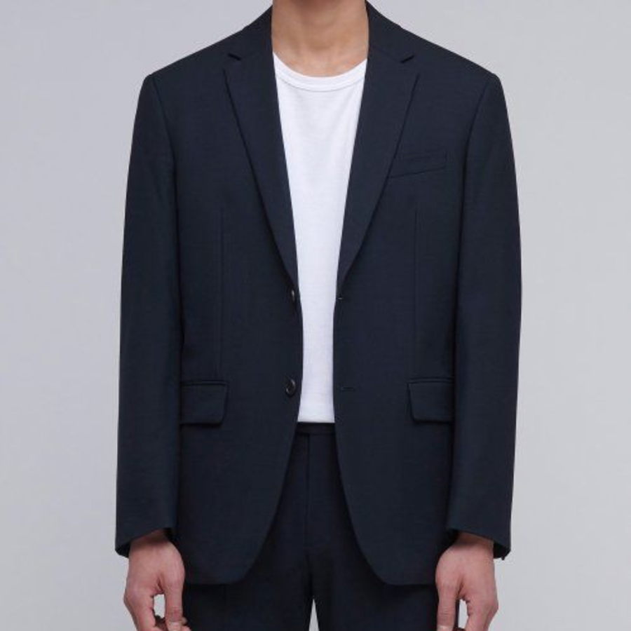 Basic Wool Blazer — Navy
