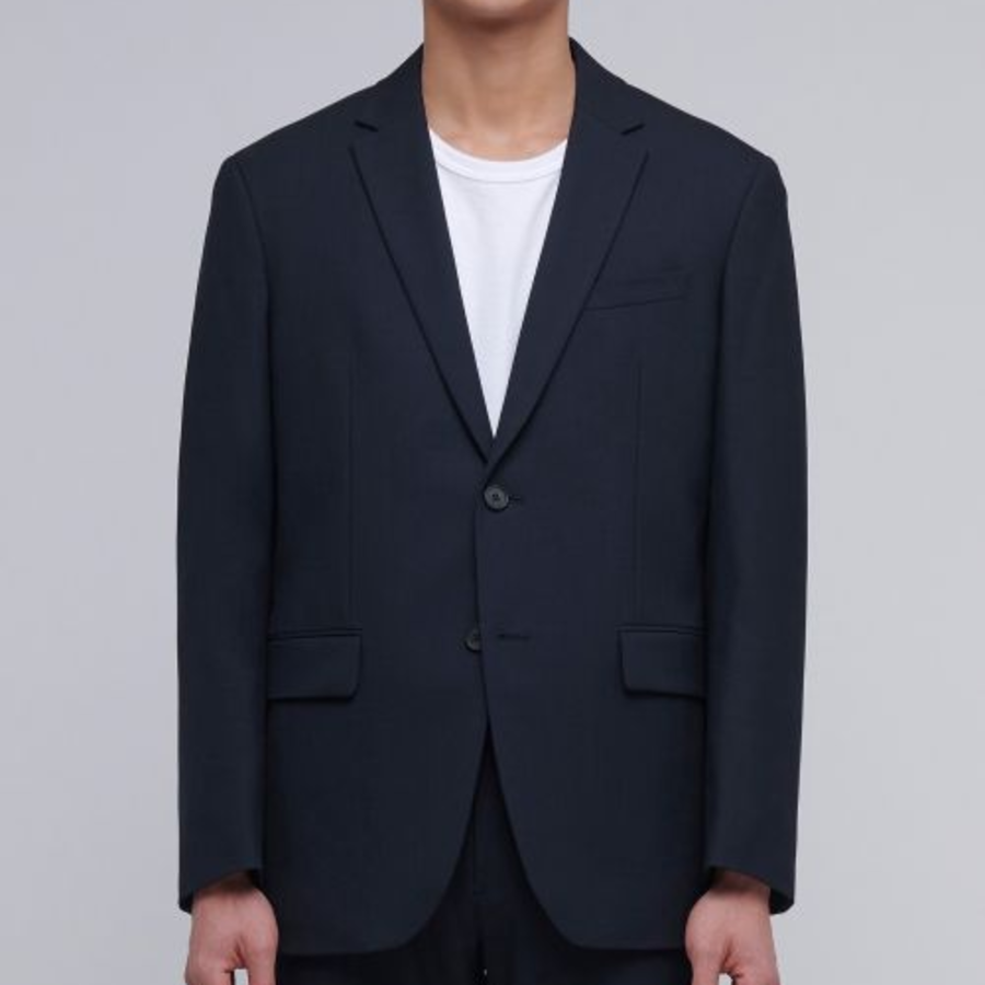 Basic Wool Blazer — Navy