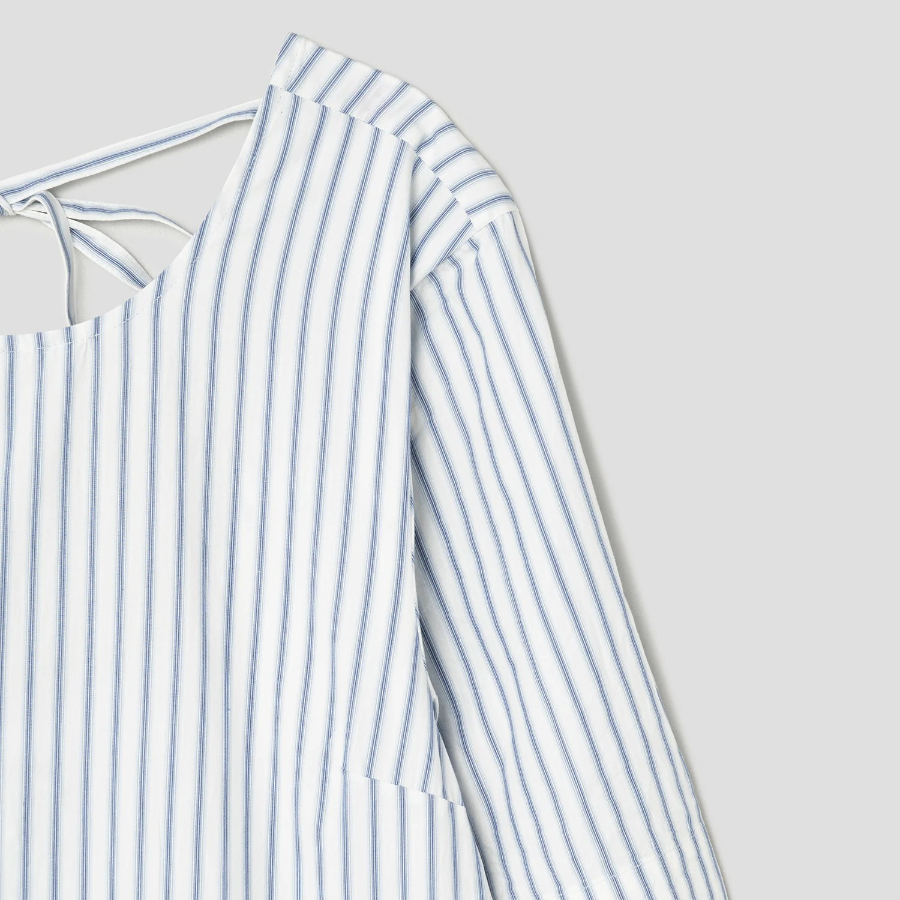 GANNI Stripe Cotton Mini Dress - Ivory