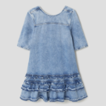 GANNI Soft Rigid Denim Open Back Frill Mini Dress - Sky Blue