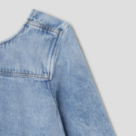 GANNI Soft Rigid Denim Open Back Frill Mini Dress - Sky Blue