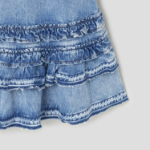 GANNI Soft Rigid Denim Open Back Frill Mini Dress - Sky Blue