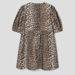 GANNI Printed Cotton Tie String Mini Dress - Brown