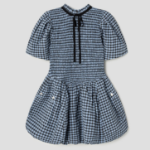 GANNI Seersucker Check Mini Smock Dress – Sky Blue