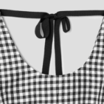 GANNI Crinkled Taffeta Check U-neck Long Dress - Black