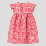 GANNI Crinkled Taffeta Check Frill Mini Dress - Red