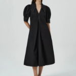 GANNI Cotton Poplin V-Neck Maxi Dress - Black