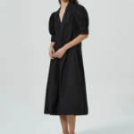 GANNI Cotton Poplin V-Neck Maxi Dress - Black