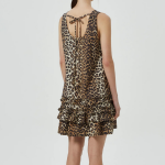 GANNI Printed Cotton Poplin U-neck Mini Dress - Brown