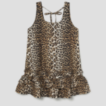 GANNI Printed Cotton Poplin U-neck Mini Dress - Brown