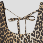 GANNI Printed Cotton Poplin U-neck Mini Dress - Brown