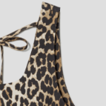 GANNI Printed Cotton Poplin U-neck Mini Dress - Brown