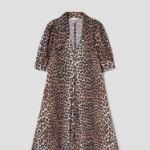 GANNI Printed Cotton Poplin V-neck Long Dress - Brown