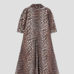 GANNI Printed Cotton Poplin V-neck Long Dress - Brown