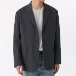 Oversized 3-Button Blazer — Grey