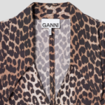 GANNI Printed Cotton Poplin V-neck Long Dress - Brown