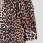 GANNI Printed Cotton Poplin V-neck Long Dress - Brown