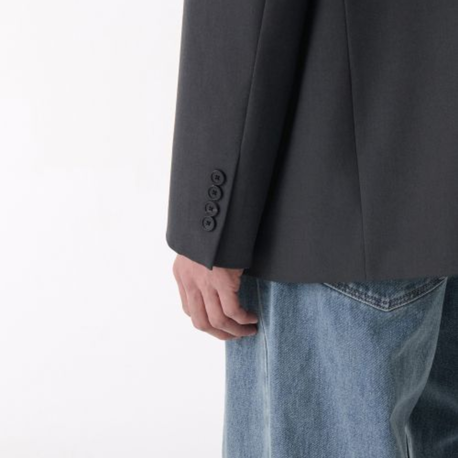 Oversized 3-Button Blazer — Grey