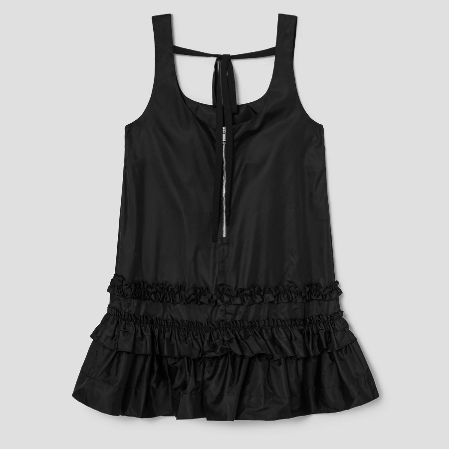 GANNI Duchesse Nylon U-neck Mini Dress - Black