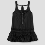 GANNI Duchesse Nylon U-neck Mini Dress - Black