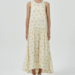 GANNI Printed Viscose Habotai Long Dress - Ivory