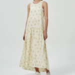 GANNI Printed Viscose Habotai Long Dress - Ivory