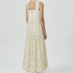 GANNI Printed Viscose Habotai Long Dress - Ivory