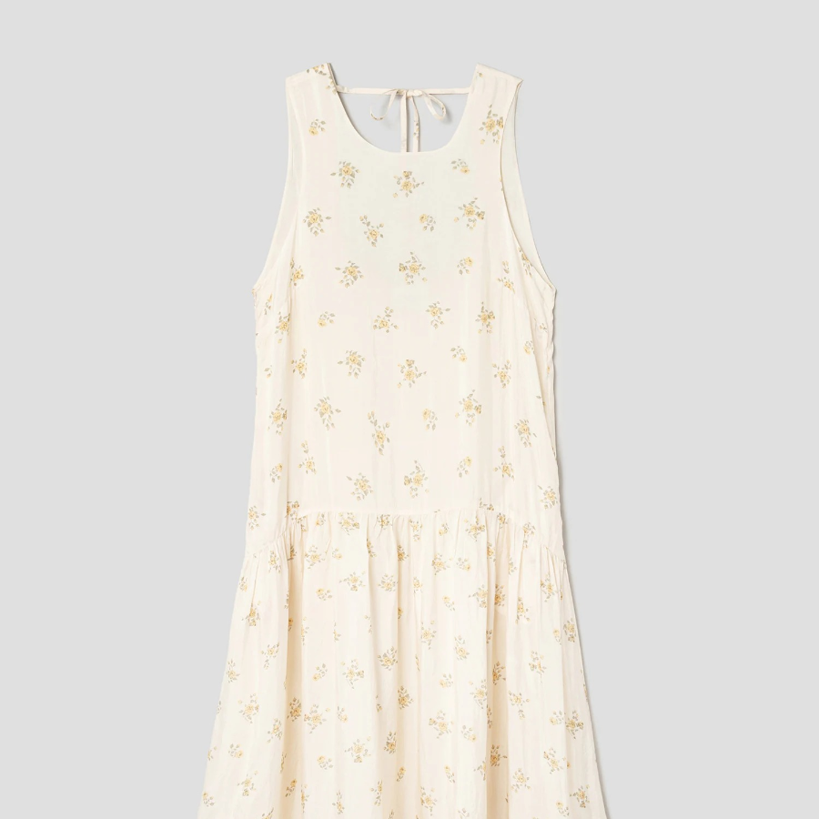 GANNI Printed Viscose Habotai Long Dress - Ivory