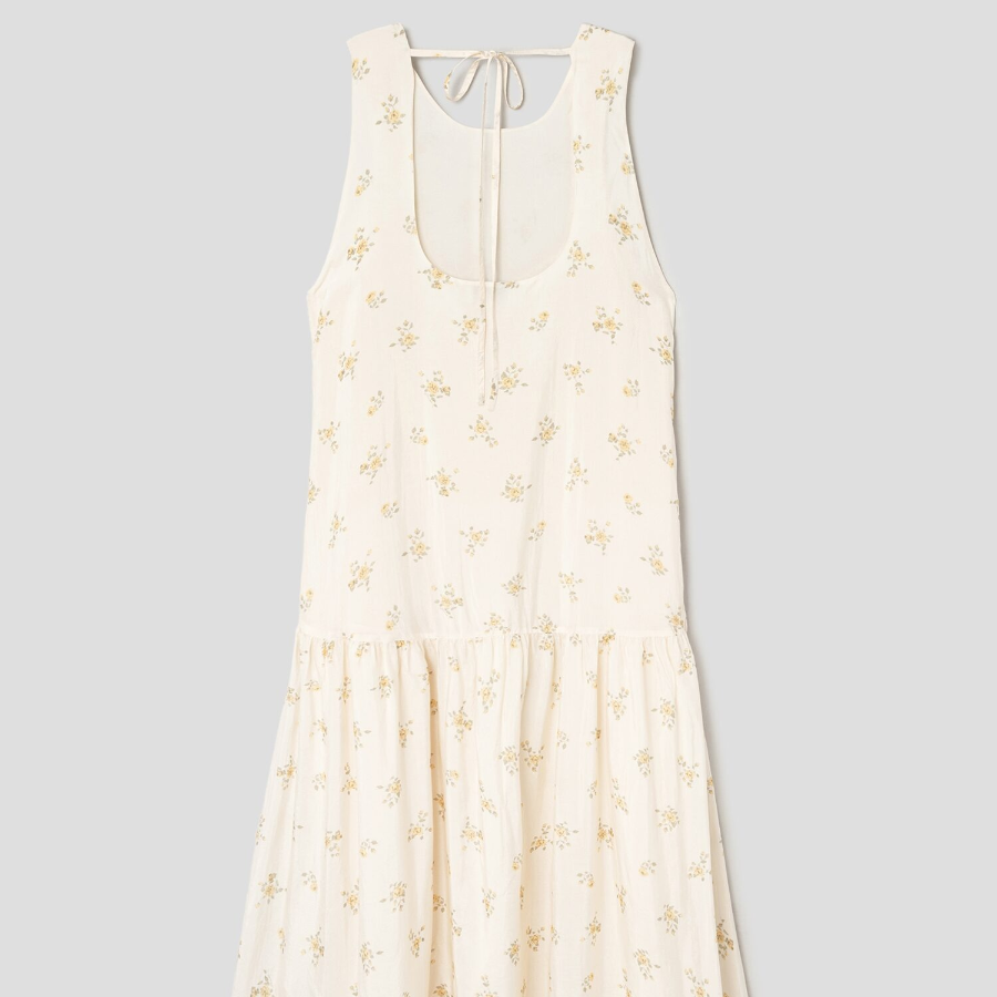 GANNI Printed Viscose Habotai Long Dress - Ivory