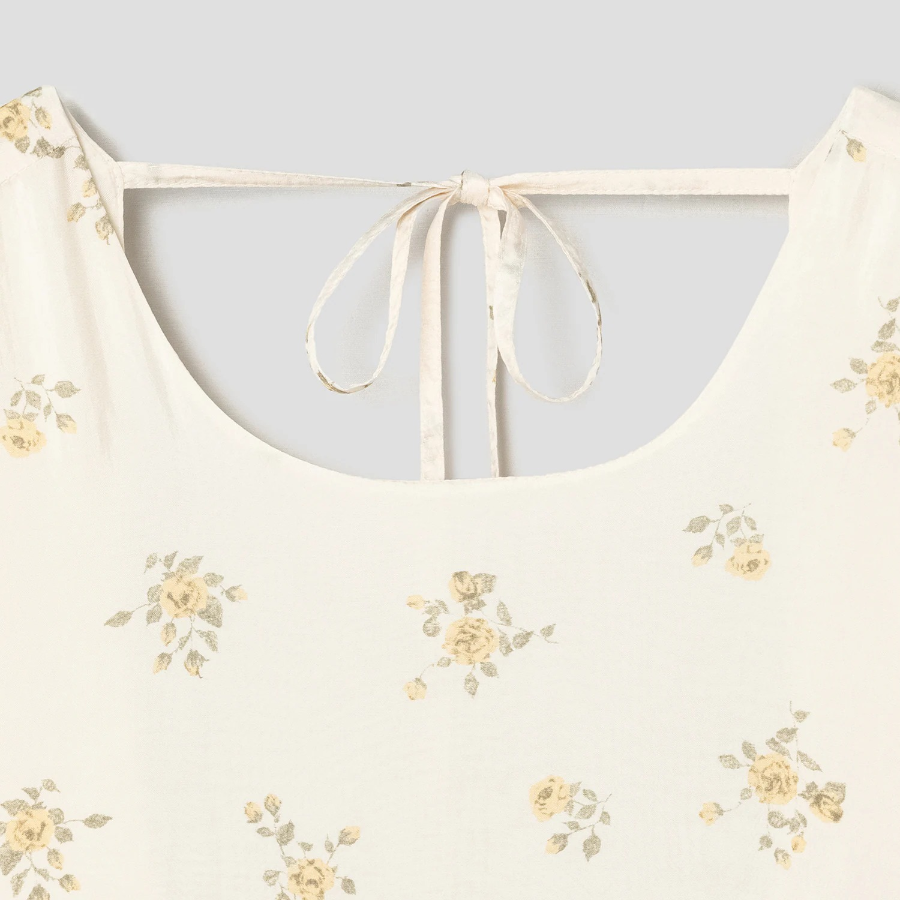 GANNI Printed Viscose Habotai Long Dress - Ivory