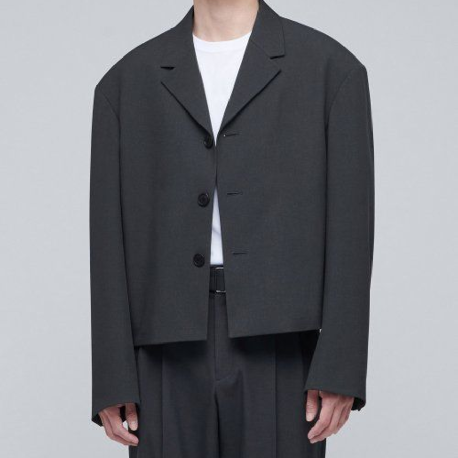 Oversized Crop Blazer — Grey