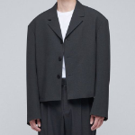 Oversized Crop Blazer — Grey