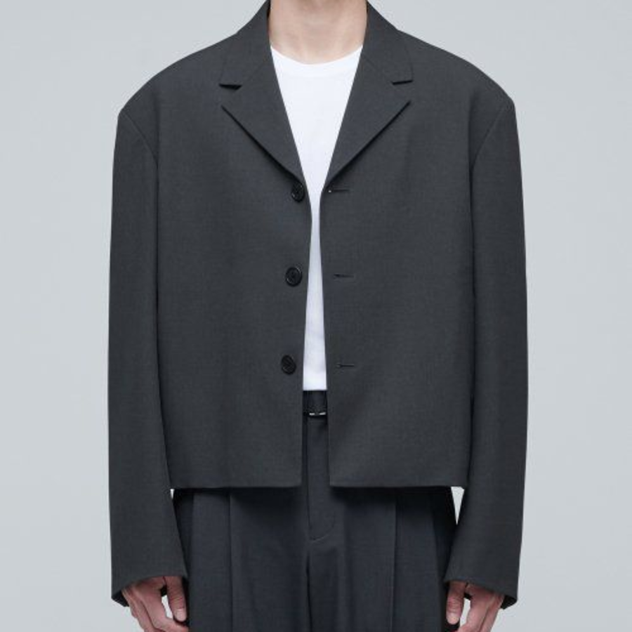 Oversized Crop Blazer — Grey