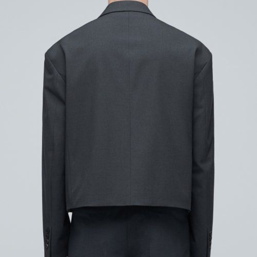 Oversized Crop Blazer — Grey
