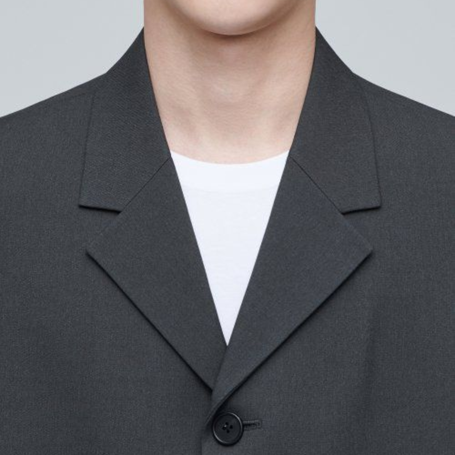 Oversized Crop Blazer — Grey