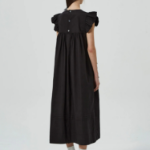 GANNI Stretch Cotton Frill Sleeve Dress - Black